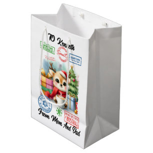 Festive Sack With Cheerful Christmas Medium Gift Bag