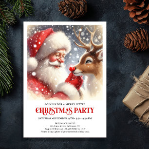 Festive Santa and Rudolph Holiday Family Gathering Invitation