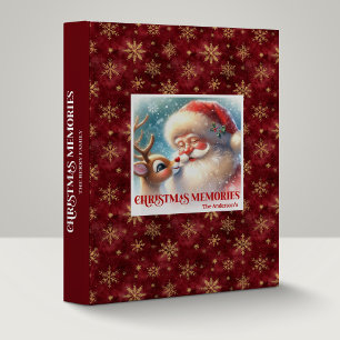 Festive Santa and Rudolph Holiday Memory Album Binder