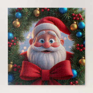 Festive Santa Cartoon Scene For Christmas Fun Jigsaw Puzzle