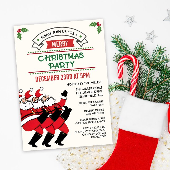 Festive Santa Christmas Holiday Party Invitation (Creator Uploaded)