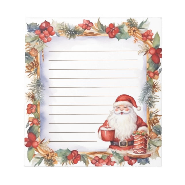 Festive Santa Christmas List Tasks  Notepad (Front)