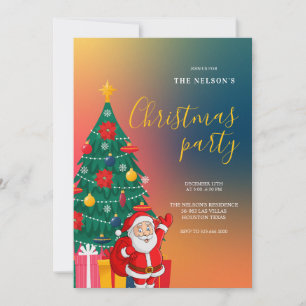 Festive Santa Christmas Party Invitation Holiday
