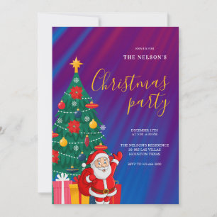 Festive Santa Christmas Party Invitation Holiday