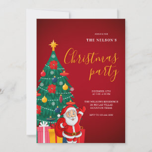 Festive Santa Christmas Party Invitation Holiday