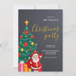 Festive Santa Christmas Party Invitation   Holiday
