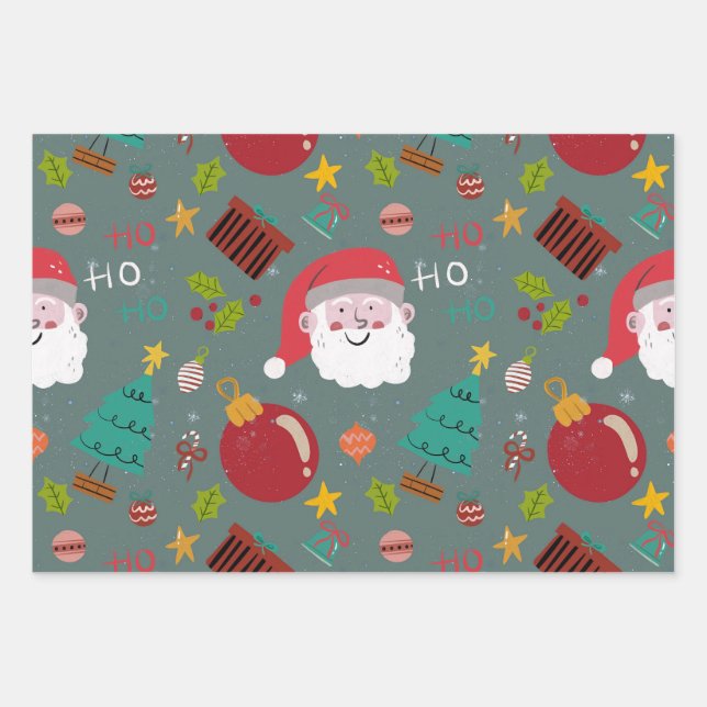 Festive Santa Christmas Wrapping Paper (Front)