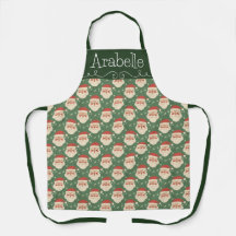 Festive Santa Claus Apron in Red and Green