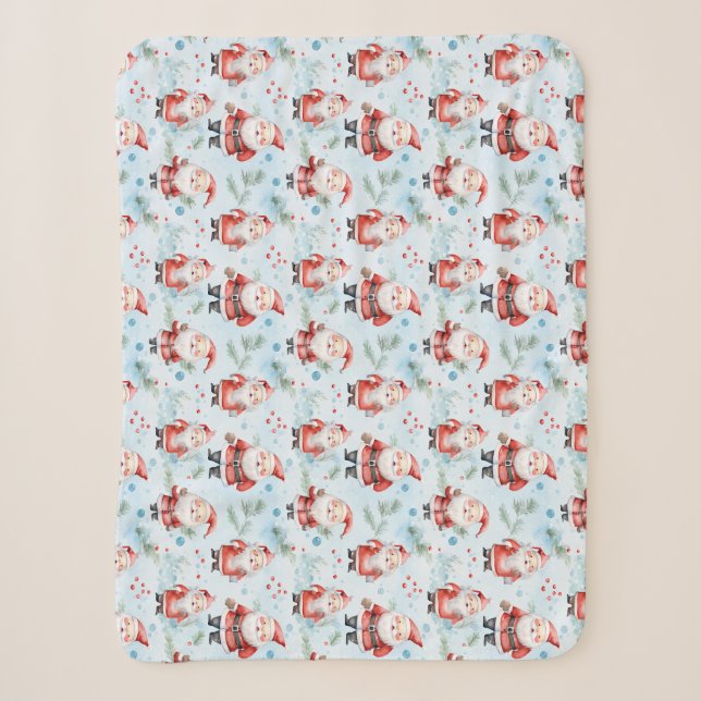 Festive Santa Claus Christmas Pattern Sherpa Blanket (Front)