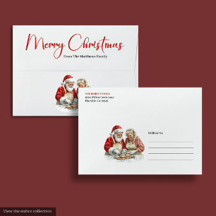 Festive Santa Claus Classic Red White Holiday  Envelope