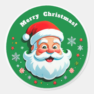 Festive Santa Claus Face Classic Round Sticker