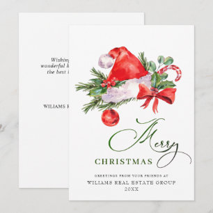 Festive Santa Claus Hat Christmas Corporate Holiday Card