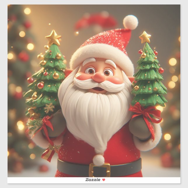 Festive Santa Claus Holding Christmas Tree (Sheet)