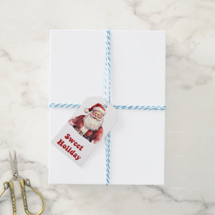 Festive Santa Claus holiday tags for sweet gifts