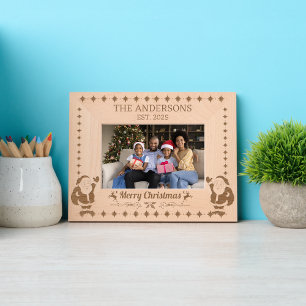 Festive Santa Claus Merry Christmas Family Photo Etched Frames