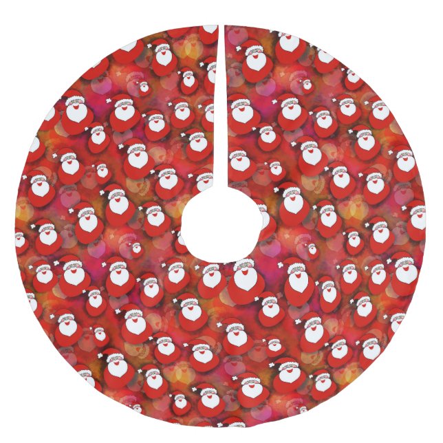 Festive Santa Claus Pattern Brushed Polyester Tree Skirt (Front)