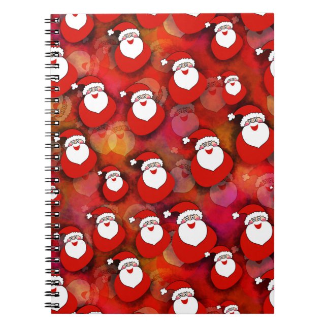Festive Santa Claus Pattern Notebook (Front)