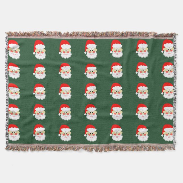 festive santa claus red green blanket (Front)