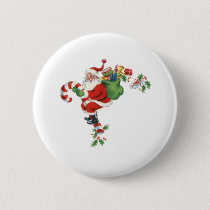 Festive Santa Claus retro Christmas vintage 2 Inch Round Button