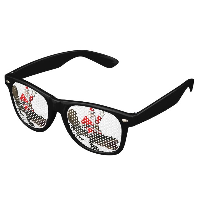 Festive Santa Claus Riding An Alligator Retro Sunglasses (Angled)