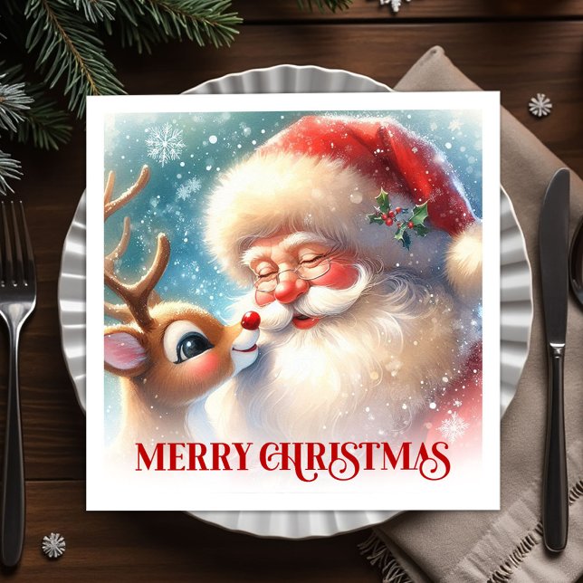 Festive Santa Claus Rudolph Holiday Napkins Dinner (Festive Santa Claus Rudolph Holiday Napkins Dinner Tableware

)