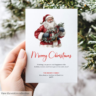 Festive Santa Claus Traditional Merry Christmas Holiday Card