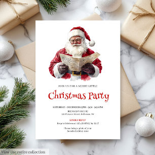 Festive Santa Claus Watercolor Christmas Party  Invitation