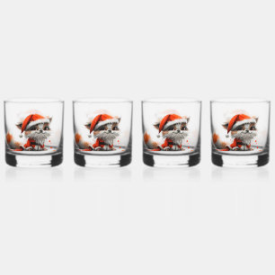 Festive Santa Claus Whiskey Glasses - Set of 4