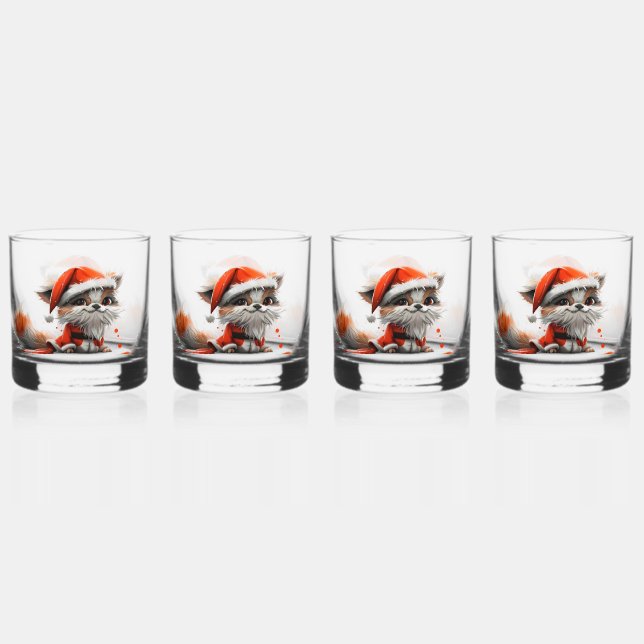 Festive Santa Claus Whiskey Glasses - Set of 4 (Front)