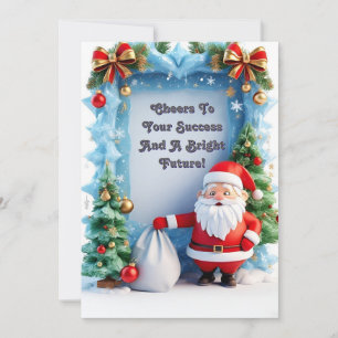 Festive Santa Claus with Christmas Tree Holiday Card