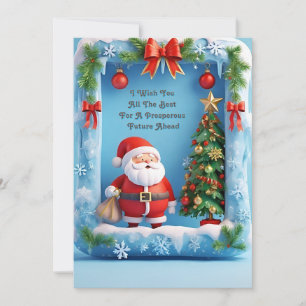 Festive Santa Claus with Christmas Tree Holiday Card
