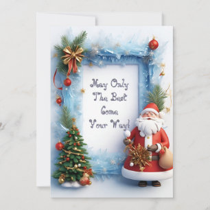 Festive Santa Claus with Christmas Tree Holiday Card