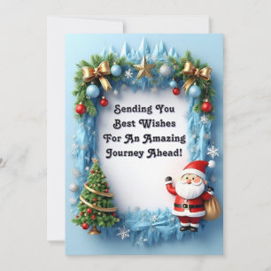 Festive Santa Claus with Christmas Tree Holiday Card