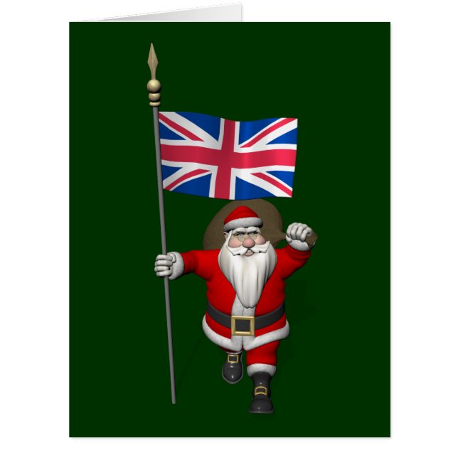 Festive Santa Claus With Flag Of The UK (Front)