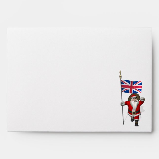 Festive Santa Claus With Flag Of The UK Envelope (Front)