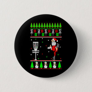 Festive Santa Disc Golf Ugly Christmas Holiday Dis 2 Inch Round Button