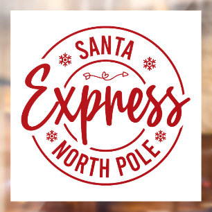 Festive Santa express North Pole Window Cling