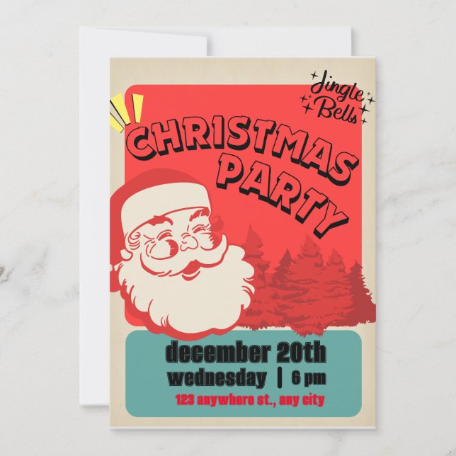 Festive Santa Hat Christmas Party Invitation (Front)