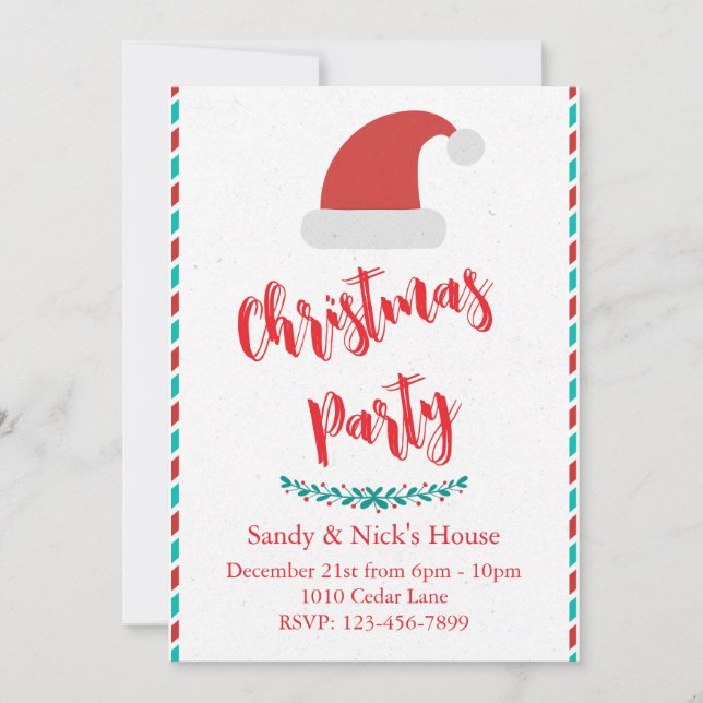 Festive Santa Hat Christmas Party Invitation (Front)