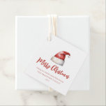 Festive Santa Hat  Favour Tags<br><div class="desc">Festive watercolor Santa hat,  holiday favour tags. Features,  red typography with coordinating stripe pattern backing.</div>