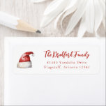 Festive Santa Hat Return Address Label<br><div class="desc">Festive watercolor Santa hat,  holiday address labels.</div>
