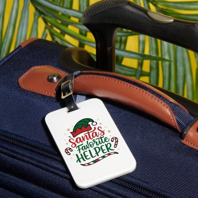 Festive Santa Helper Christmas Luggage Tag Card  (Front Insitu 1)