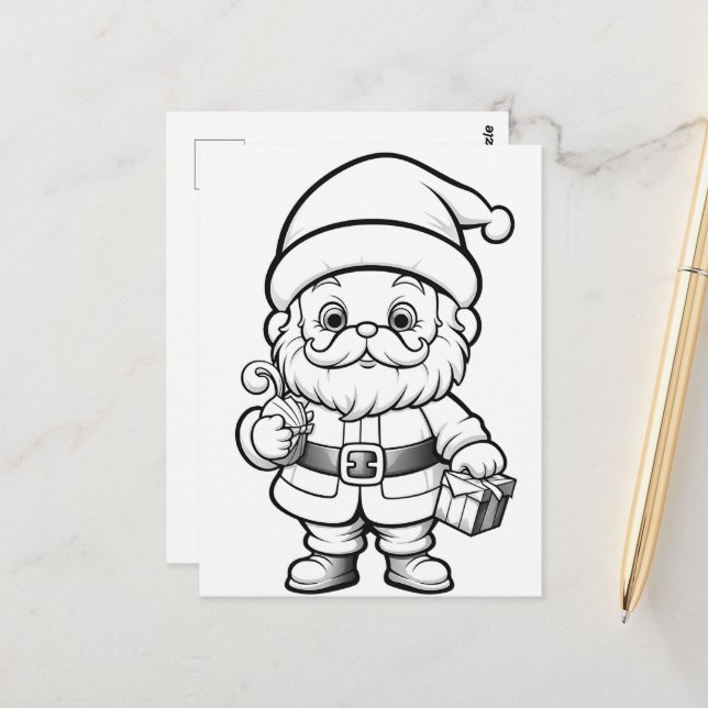 Festive Santa kids colouring  Postcard (Front/Back In Situ)