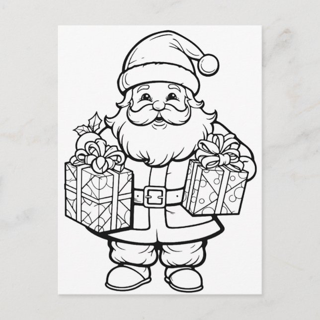 Festive Santa kids colouring  Postcard (Front)