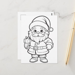 Festive Santa kids colouring Postcard