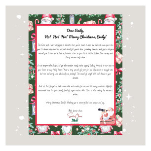 Festive Santa Letter for Your Child Pattern Holiday Card