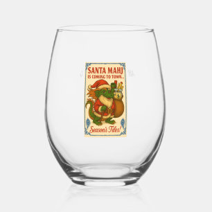 Festive Santa Mahj Wine Glass