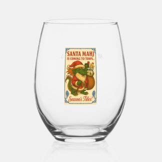Festive Santa Mahj Wine Glass