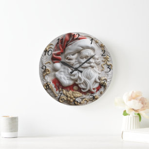 Festive Santa ornament captures holiday joy Large Clock