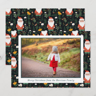 Festive Santa Pattern Christmas Photo Holiday Card